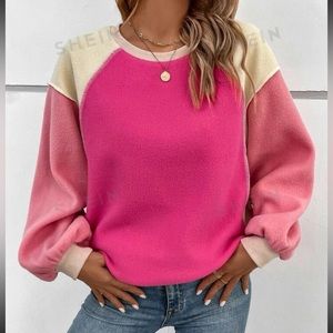 Pink Colorblock Crewneck